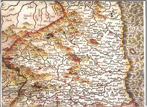 Map of Northumberland 1595 Gerard Mercator