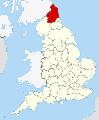England map showing Northumberland